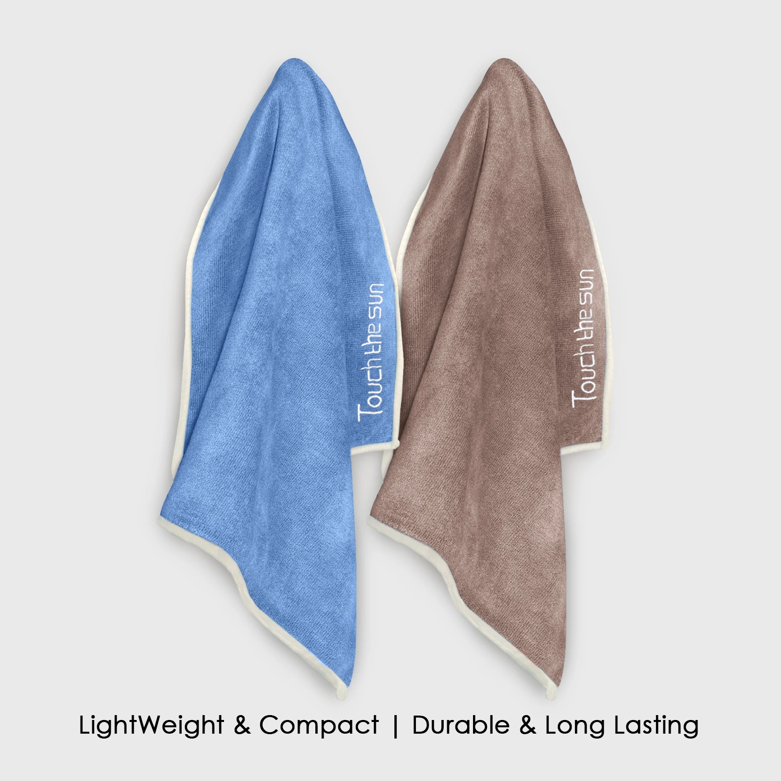 HOUSSE Microfiber Embroidery Hand Towel – 35 * 75cm, 350 GSM, Soft & Absorbent, Quick-Drying Sweat Towel – Ideal for Gym, Beach, Fitness, Outdoor & Home Use (Touch The Sun Blue-Brown)