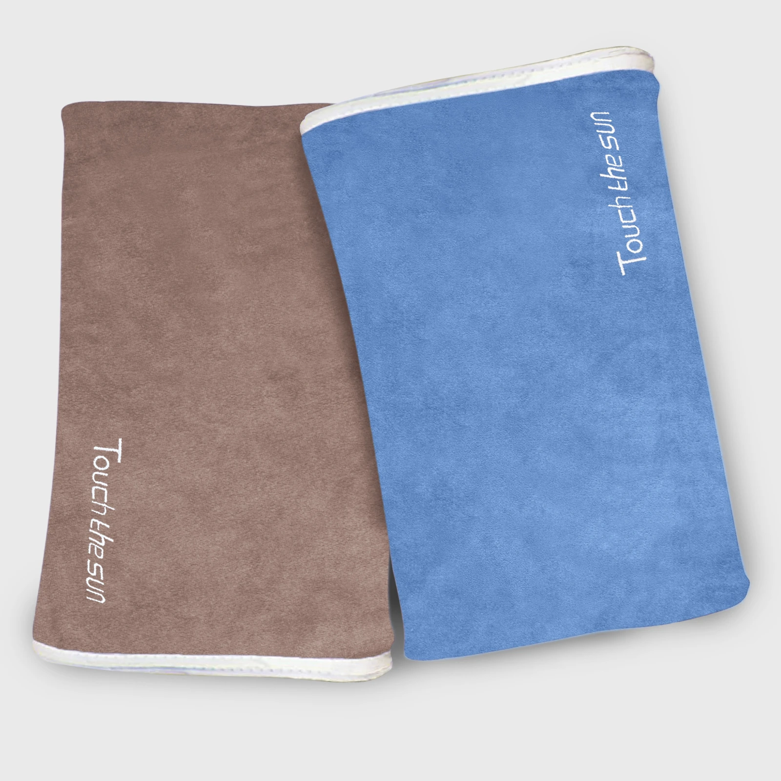 HOUSSE Microfiber Embroidery Hand Towel – 35 * 75cm, 350 GSM, Soft & Absorbent, Quick-Drying Sweat Towel – Ideal for Gym, Beach, Fitness, Outdoor & Home Use (Touch The Sun Blue-Brown)