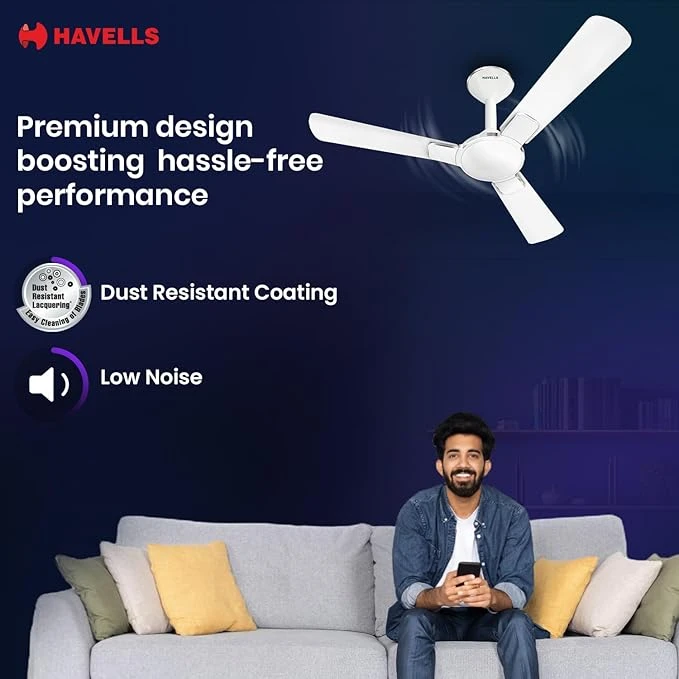 Havells 1200mm Enticer BLDC Prime Ceiling Fan| Compatible with Regulator & Remote| Upto 55% Energy Saving| High Air Deliver.