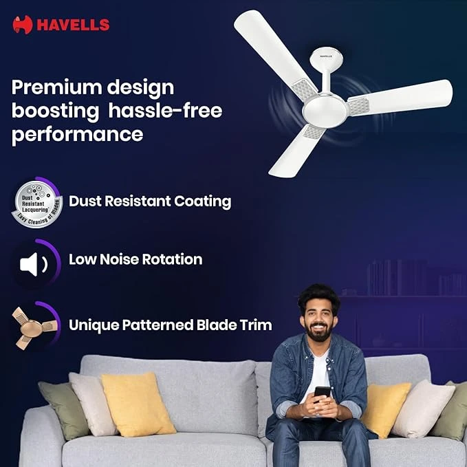 Havells 1200mm Enticer BLDC Prime Ceiling Fan| Compatible with Regulator & Remote| Upto 55% Energy Saving| High Air Deliver.