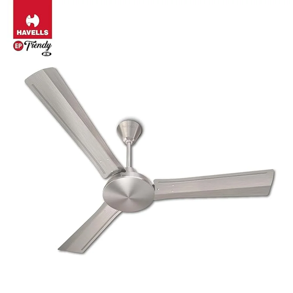 Havells 1200Mm Ep Trendy Energy Saving Ceiling Fan (Brushed Nickel, Pack Of 1), Brown, 1 Star