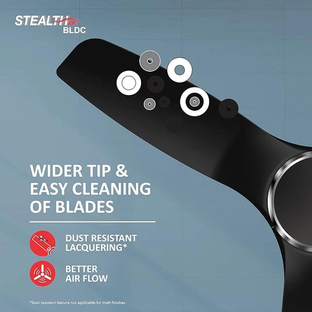 Havells Stealth Air BLDC 1200mm Ceiling Fan| Upto 55% Energy Saving| Silent & Premium| 5 stars Rating| 100% Copper Motor| RF Remote, Memory Backup, Timer.