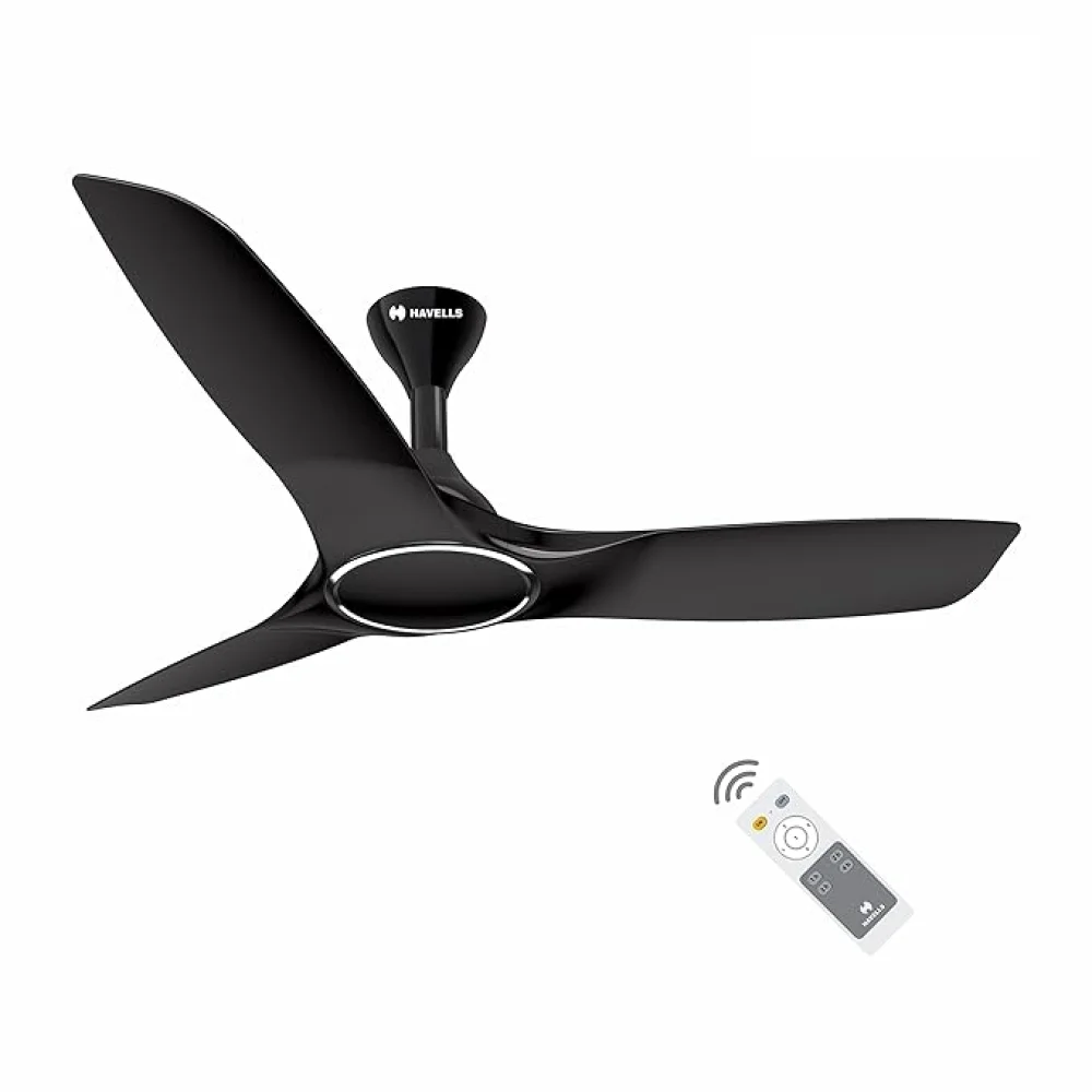 Havells Stealth Air BLDC 1200mm Ceiling Fan| Upto 55% Energy Saving| Silent & Premium| 5 stars Rating| 100% Copper Motor| RF Remote, Memory Backup, Timer.