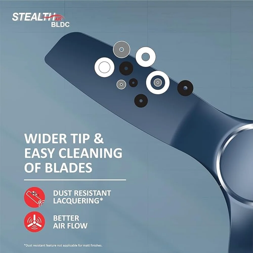 Havells Stealth Air BLDC 1200mm Ceiling Fan| Upto 55% Energy Saving| Silent & Premium| 5 stars Rating| 100% Copper Motor| RF Remote, Memory Backup, Timer.