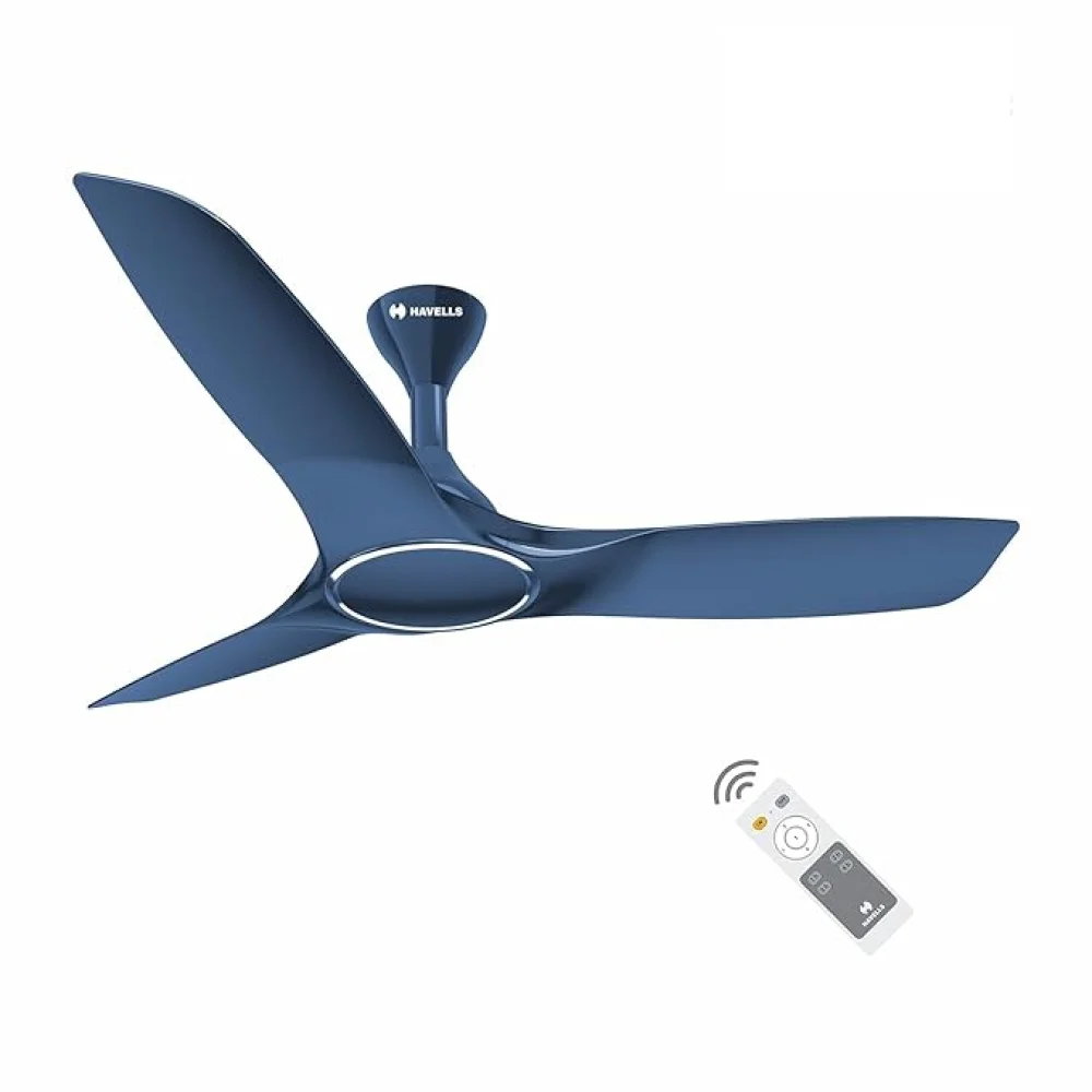 Havells Stealth Air BLDC 1200mm Ceiling Fan| Upto 55% Energy Saving| Silent & Premium| 5 stars Rating| 100% Copper Motor| RF Remote, Memory Backup, Timer.