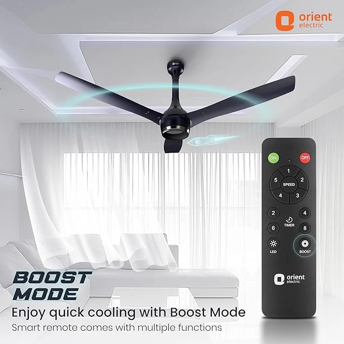 Orient Electric Newly Launched 1200 mm Aeon BLDC PRO, BEE 5-star rated, Anti-Dust Designer Ceiling fan with Remote Boost mode for High Air Delivery