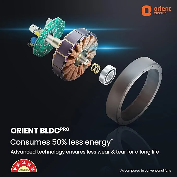 Orient Electric Newly Launched 1200 mm Aeon BLDC PRO, BEE 5-star rated, Anti-Dust Designer Ceiling fan with Remote Boost mode for High Air Delivery
