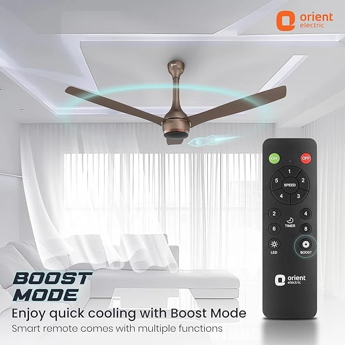 Orient Electric Newly Launched 1200 mm Aeon BLDC PRO, BEE 5-star rated, Anti-Dust Designer Ceiling fan with Remote Boost mode for High Air Delivery