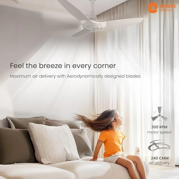 Orient Electric Newly Launched Aeroquiet Neu 1230mm Ceiling Fan for Home | 53 Watts |Energy Efficient Fan | Rust-proof ABS blade