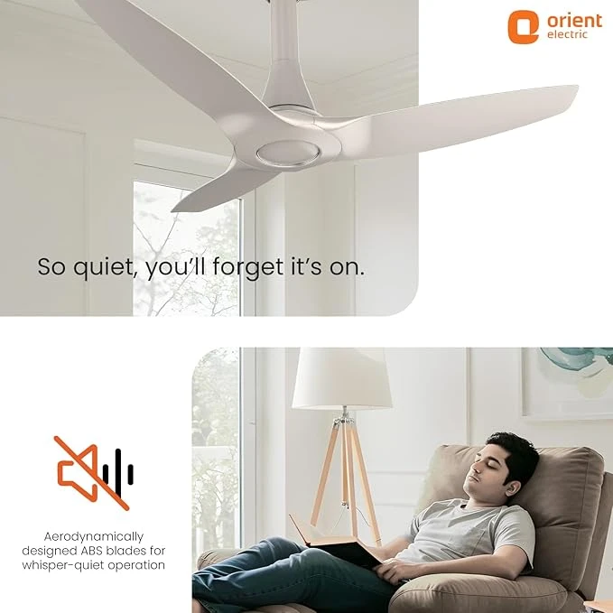 Orient Electric Newly Launched Aeroquiet Neu 1230mm Ceiling Fan for Home | 53 Watts |Energy Efficient Fan | Rust-proof ABS blade