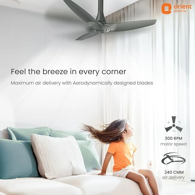 Orient Electric Newly Launched Aeroquiet Neu 1230mm Ceiling Fan for Home | 53 Watts |Energy Efficient Fan | Rust-proof ABS blade