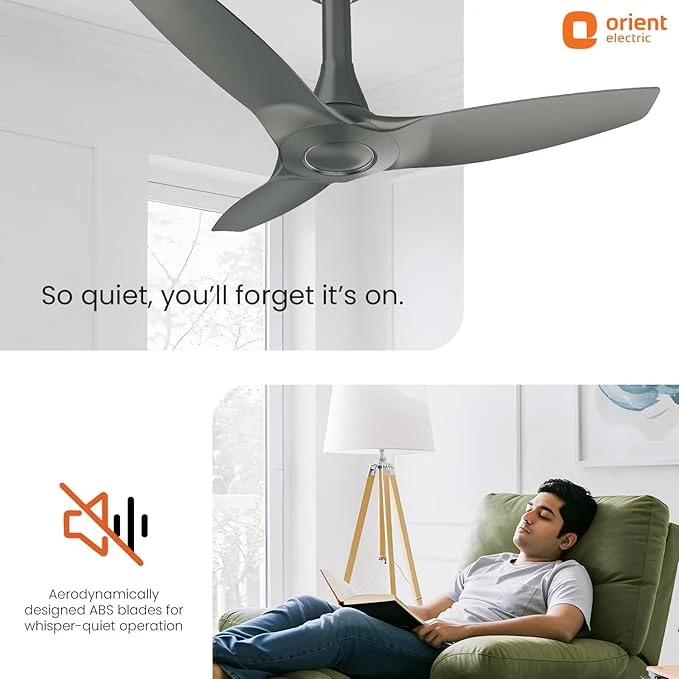 Orient Electric Newly Launched Aeroquiet Neu 1230mm Ceiling Fan for Home | 53 Watts |Energy Efficient Fan | Rust-proof ABS blade