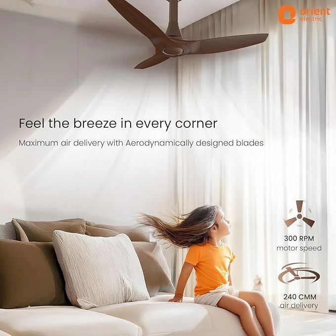 Orient Electric Newly Launched Aeroquiet Neu 1230mm Ceiling Fan for Home | 53 Watts |Energy Efficient Fan | Rust-proof ABS blade