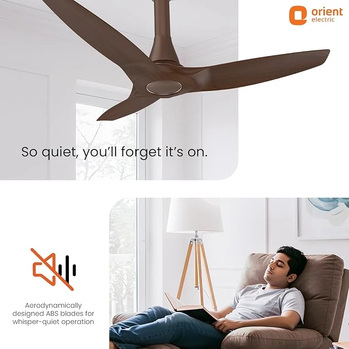 Orient Electric Newly Launched Aeroquiet Neu 1230mm Ceiling Fan for Home | 53 Watts |Energy Efficient Fan | Rust-proof ABS blade