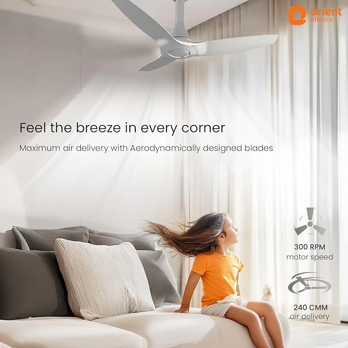 Orient Electric Newly Launched Aeroquiet Neu 1230mm Ceiling Fan for Home | 53 Watts |Energy Efficient Fan | Rust-proof ABS blade