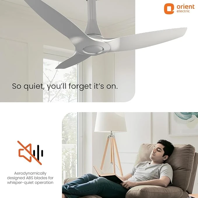 Orient Electric Newly Launched Aeroquiet Neu 1230mm Ceiling Fan for Home | 53 Watts |Energy Efficient Fan | Rust-proof ABS blade
