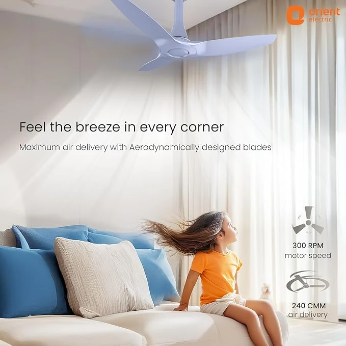 Orient Electric Newly Launched Aeroquiet Neu 1230mm Ceiling Fan for Home | 53 Watts |Energy Efficient Fan | Rust-proof ABS blade