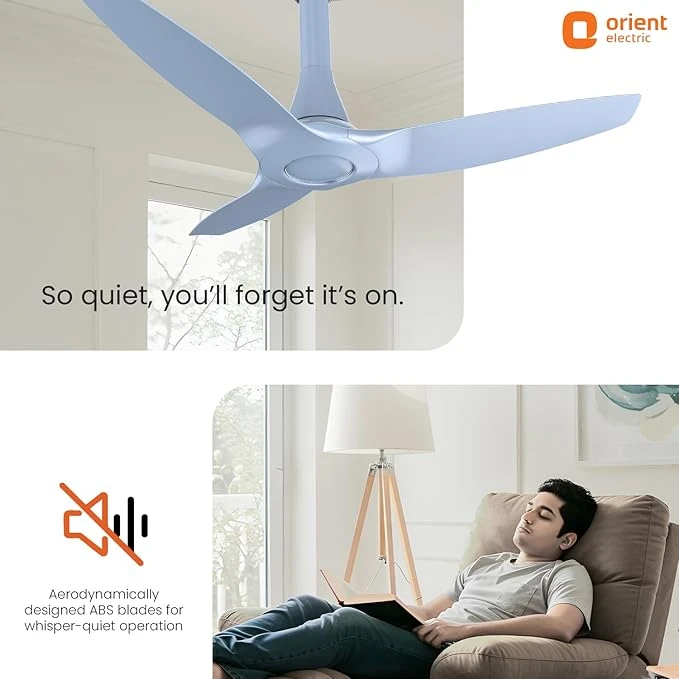 Orient Electric Newly Launched Aeroquiet Neu 1230mm Ceiling Fan for Home | 53 Watts |Energy Efficient Fan | Rust-proof ABS blade