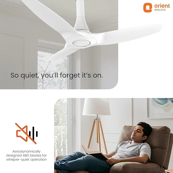 Orient Electric Newly Launched Aeroquiet Neu 1230mm Ceiling Fan for Home | 53 Watts |Energy Efficient Fan | Rust-proof ABS blade