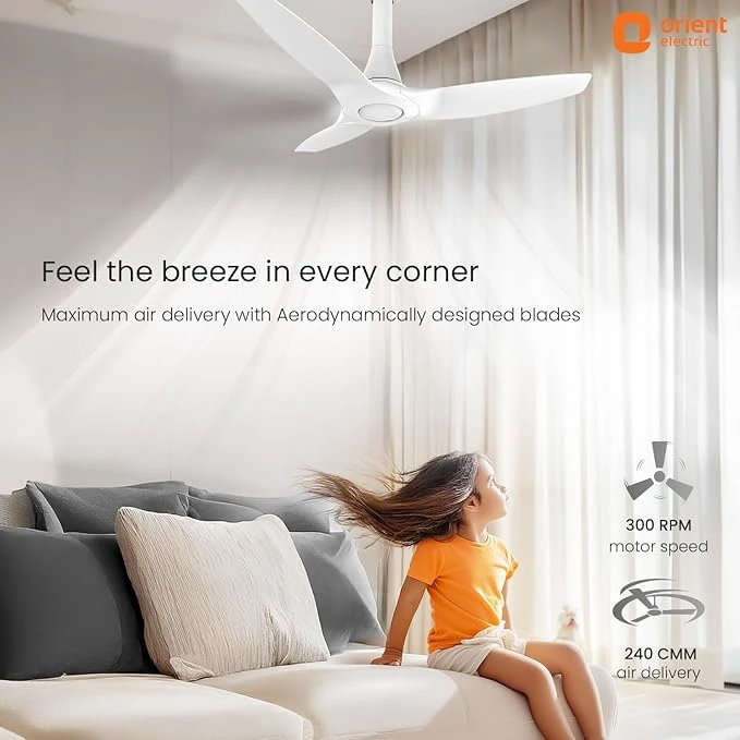 Orient Electric Newly Launched Aeroquiet Neu 1230mm Ceiling Fan for Home | 53 Watts |Energy Efficient Fan | Rust-proof ABS blade