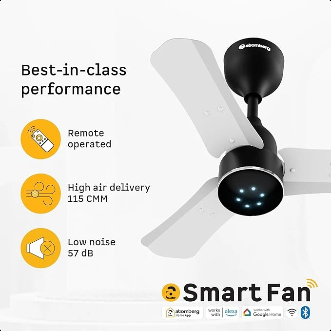 Atomberg Renesa Halo Smart 600mm BLDC Ceiling Fan with IoT & Remote | 5 star | High Air Delivery | Low noise operation | LED Speed Indicator | Sleek Design