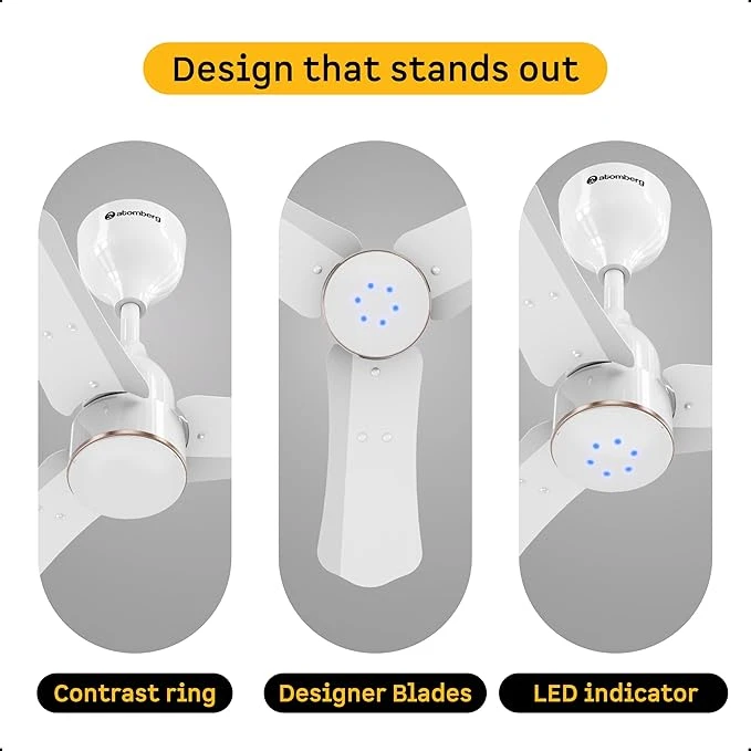 Atomberg Renesa Halo Smart 600mm BLDC Ceiling Fan with IoT & Remote | 5 star | High Air Delivery | Low noise operation | LED Speed Indicator | Sleek Design