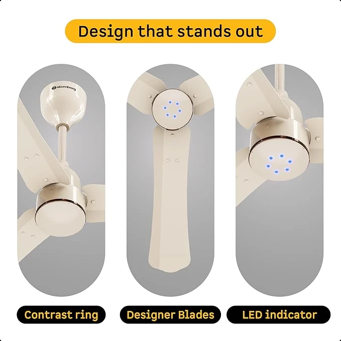 Atomberg Renesa Halo Smart 900mm BLDC Ceiling Fan with IoT & Remote | 5 star | High Air Delivery | Low noise operation | LED Speed Indicator | Sleek Design