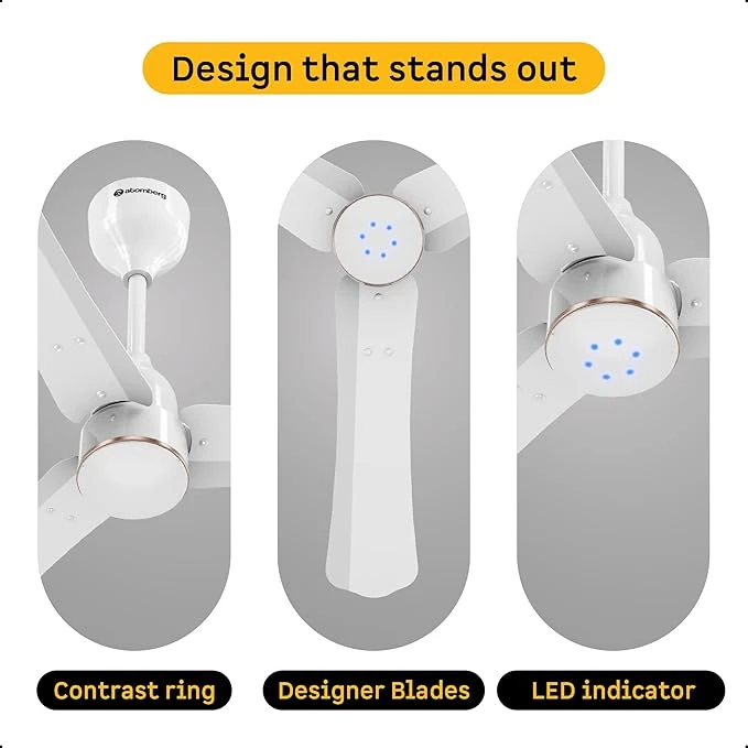 Atomberg Renesa Halo Smart 900mm BLDC Ceiling Fan with IoT & Remote | 5 star | High Air Delivery | Low noise operation | LED Speed Indicator | Sleek Design