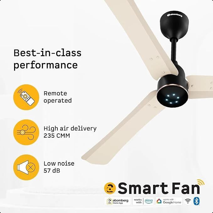 Atomberg Renesa Halo Smart Alexa Enabled 1200mm BLDC Ceiling Fan with Remote | BEE 5 star | High Air Delivery | Low noise | LED Speed Indicator | Sleek Design