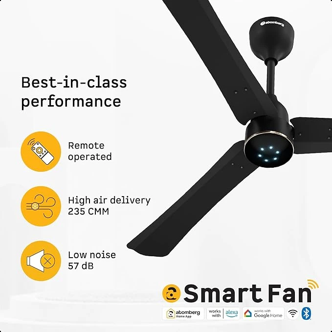 Atomberg Renesa Halo Smart Alexa Enabled 1200mm BLDC Ceiling Fan with Remote | BEE 5 star | High Air Delivery | Low noise | LED Speed Indicator | Sleek Design