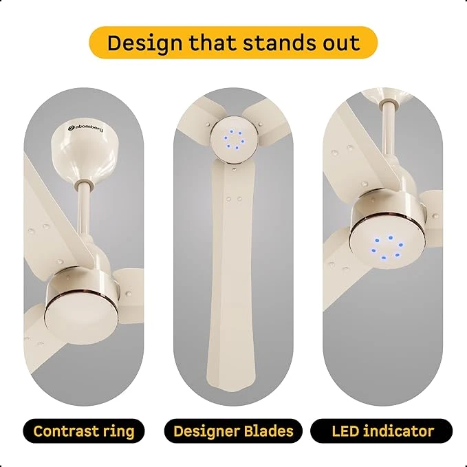 Atomberg Renesa Halo Smart Alexa Enabled 1200mm BLDC Ceiling Fan with Remote | BEE 5 star | High Air Delivery | Low noise | LED Speed Indicator | Sleek Design