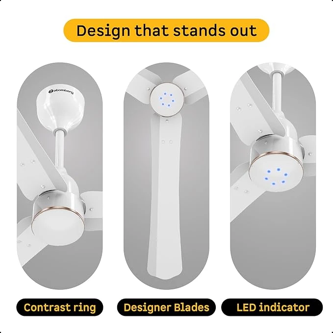 Atomberg Renesa Halo Smart Alexa Enabled 1200mm BLDC Ceiling Fan with Remote | BEE 5 star | High Air Delivery | Low noise | LED Speed Indicator | Sleek Design