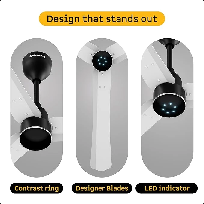 Atomberg Renesa Halo Smart Alexa Enabled 1200mm BLDC Ceiling Fan with Remote | BEE 5 star | High Air Delivery | Low noise | LED Speed Indicator | Sleek Design