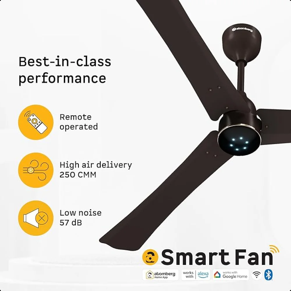 Atomberg Renesa Halo Smart 1400mm BLDC Ceiling Fan with IoT & Remote | BEE 5 star | High Air Delivery | Low noise operation | LED Speed Indicator | Sleek Design