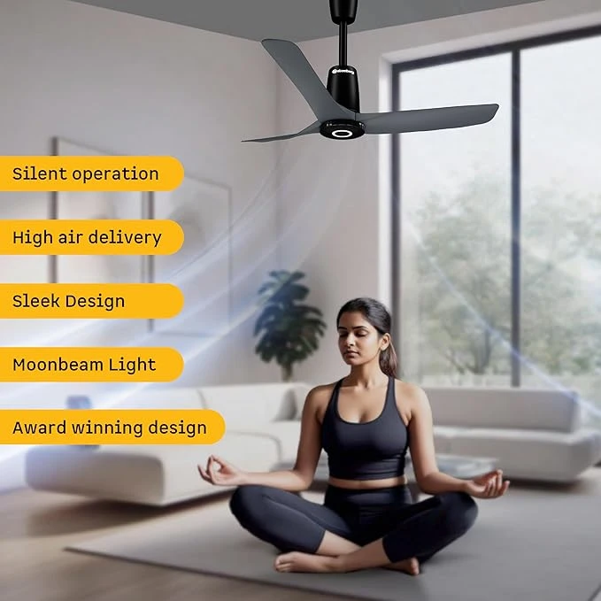 Atomberg Aris Contour Smart 900mm,1200mm Voice Controlled BLDC Ceiling Fan with Remote |BEE 5 star| Best-in-class Air Flow |Silent Operation| Designer Fan | Free Installation