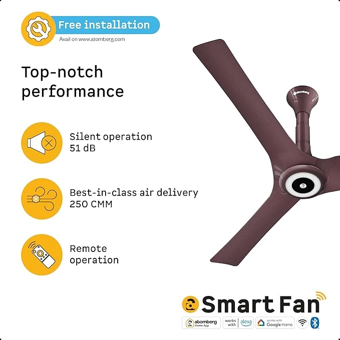 Atomberg Aris Starlight Smart 900mm,1200mm,1400mm BLDC Ceiling Fan |BEE 5 Star|Advance Air+ Technology| Silent Operation | Award Winning Design | LED Underlight | Free Installation