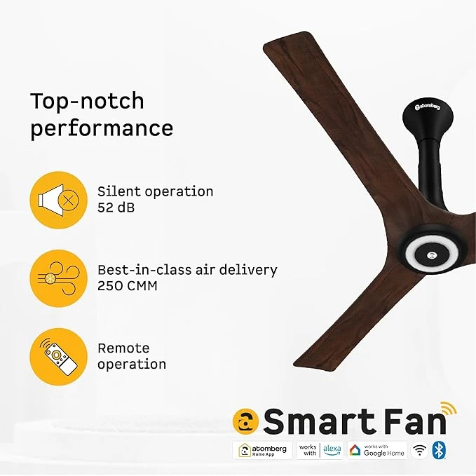 Atomberg Aris Starlight Smart 900mm,1200mm,1400mm BLDC Ceiling Fan |BEE 5 Star|Advance Air+ Technology| Silent Operation | Award Winning Design | LED Underlight | Free Installation