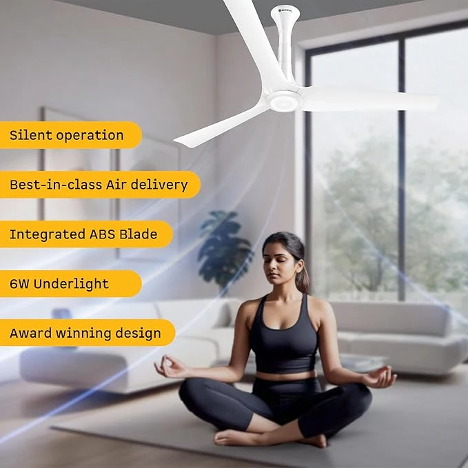 Atomberg Aris Starlight Smart 900mm,1200mm,1400mm BLDC Ceiling Fan |BEE 5 Star|Advance Air+ Technology| Silent Operation | Award Winning Design | LED Underlight | Free Installation