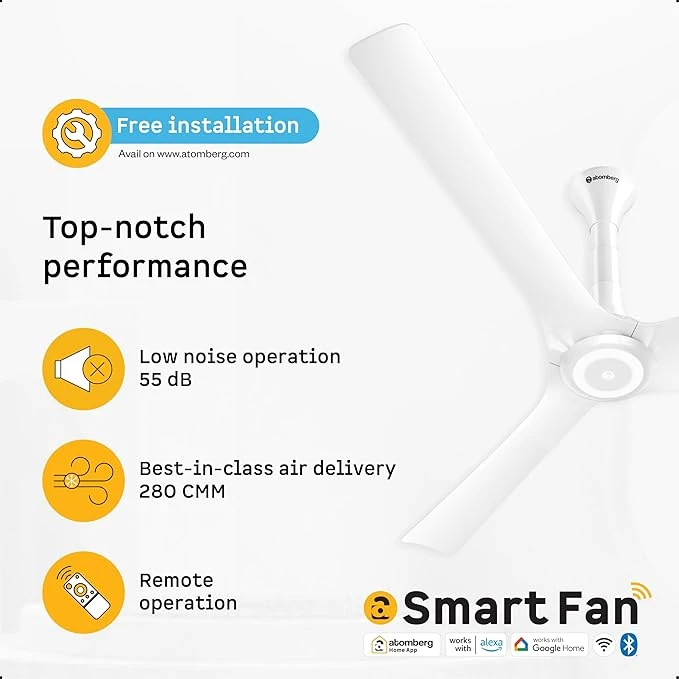 Atomberg Aris Starlight Smart 900mm,1200mm,1400mm BLDC Ceiling Fan |BEE 5 Star|Advance Air+ Technology| Silent Operation | Award Winning Design | LED Underlight | Free Installation