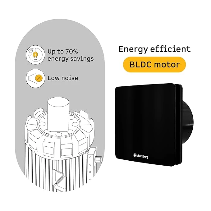 Atomberg Studio Exhaust Fan 150mm (6 Inches) | BLDC Motor | 6.8W| Low Noise | 2000 RPM| Ideal for Bathroom,Kitchen | Easy to Clean | Installation-Round Cut (153mm)