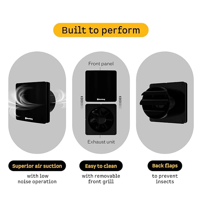 Atomberg Studio Exhaust Fan 150mm (6 Inches) | BLDC Motor | 6.8W| Low Noise | 2000 RPM| Ideal for Bathroom,Kitchen | Easy to Clean | Installation-Round Cut (153mm)