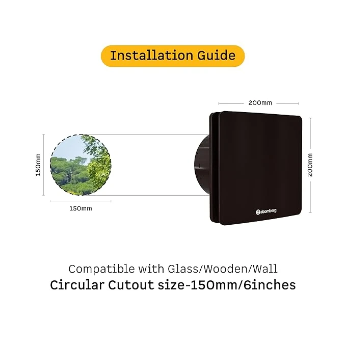 Atomberg Studio Exhaust Fan 150mm (6 Inches) | BLDC Motor | 6.8W| Low Noise | 2000 RPM| Ideal for Bathroom,Kitchen | Easy to Clean | Installation-Round Cut (153mm)