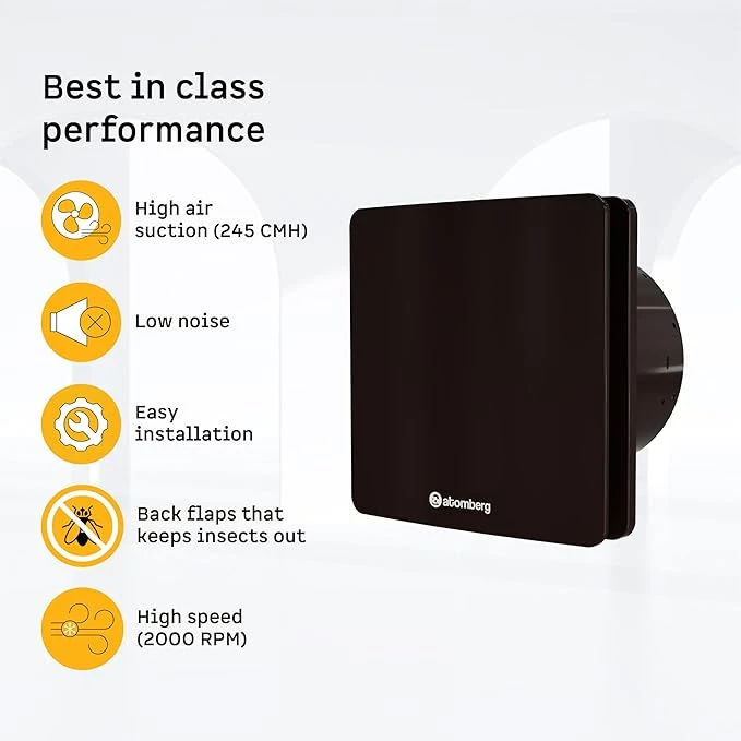 Atomberg Studio Exhaust Fan 150mm (6 Inches) | BLDC Motor | 6.8W| Low Noise | 2000 RPM| Ideal for Bathroom,Kitchen | Easy to Clean | Installation-Round Cut (153mm)