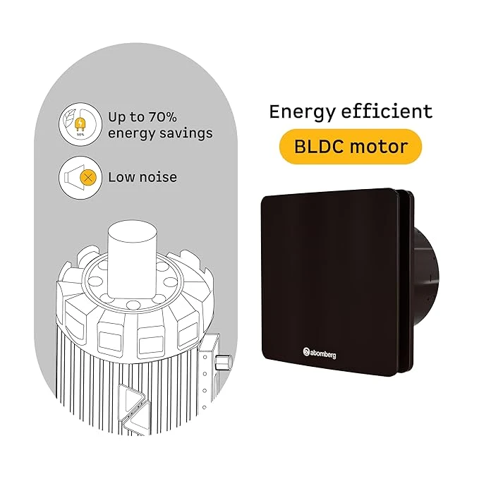 Atomberg Studio Exhaust Fan 150mm (6 Inches) | BLDC Motor | 6.8W| Low Noise | 2000 RPM| Ideal for Bathroom,Kitchen | Easy to Clean | Installation-Round Cut (153mm)