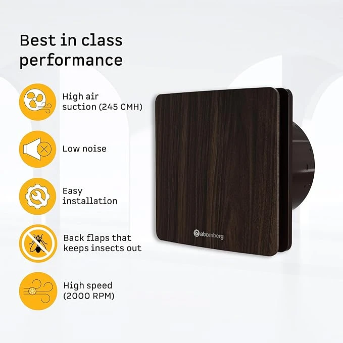 Atomberg Studio Exhaust Fan 150mm (6 Inches) | BLDC Motor | 6.8W| Low Noise | 2000 RPM| Ideal for Bathroom,Kitchen | Easy to Clean | Installation-Round Cut (153mm)