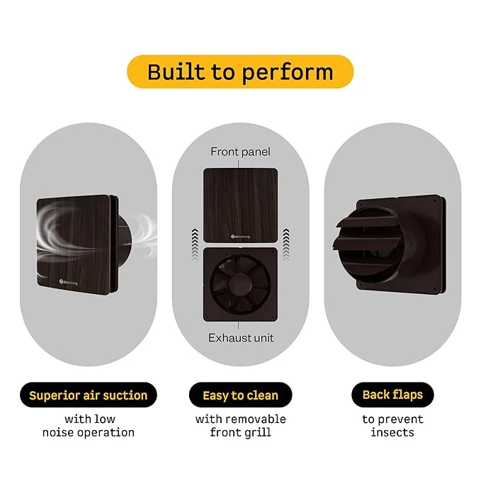Atomberg Studio Exhaust Fan 150mm (6 Inches) | BLDC Motor | 6.8W| Low Noise | 2000 RPM| Ideal for Bathroom,Kitchen | Easy to Clean | Installation-Round Cut (153mm)