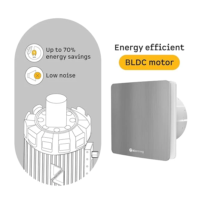 Atomberg Studio Exhaust Fan 150mm (6 Inches) | BLDC Motor | 6.8W| Low Noise | 2000 RPM| Ideal for Bathroom,Kitchen | Easy to Clean | Installation-Round Cut (153mm)
