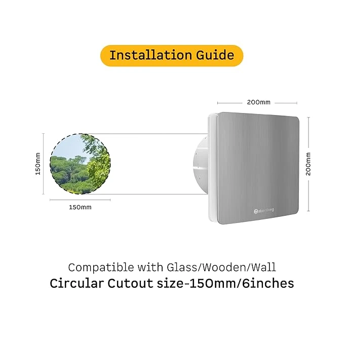 Atomberg Studio Exhaust Fan 150mm (6 Inches) | BLDC Motor | 6.8W| Low Noise | 2000 RPM| Ideal for Bathroom,Kitchen | Easy to Clean | Installation-Round Cut (153mm)