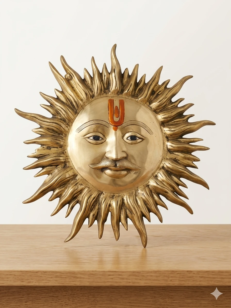 Handcrafted Brass Surya Dev Wall Hanging | Sun Face Wall Decor | Antique Finish Vastu & Spiritual Home Decoration