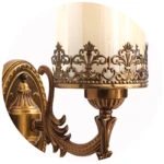 Antique Look, Laced Rim, Wall Sconce with Pure Glass Shade Wall Light